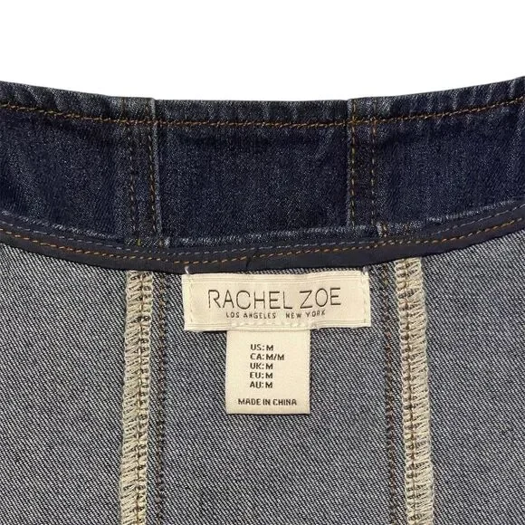 Rachel Zoe Women's Blue Denim Corset Top Size M Casual Blouse - Picture 3 of 7